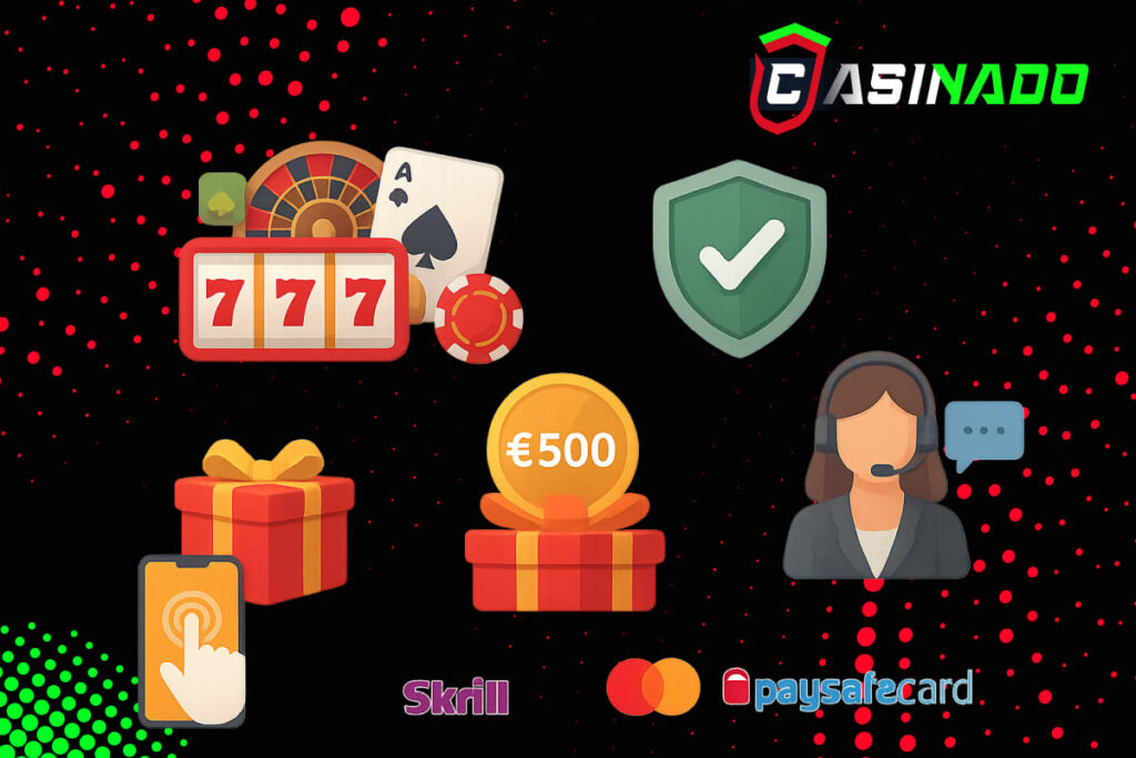 Casinado casino benefits: games, security, bonus, support, crypto payments.
